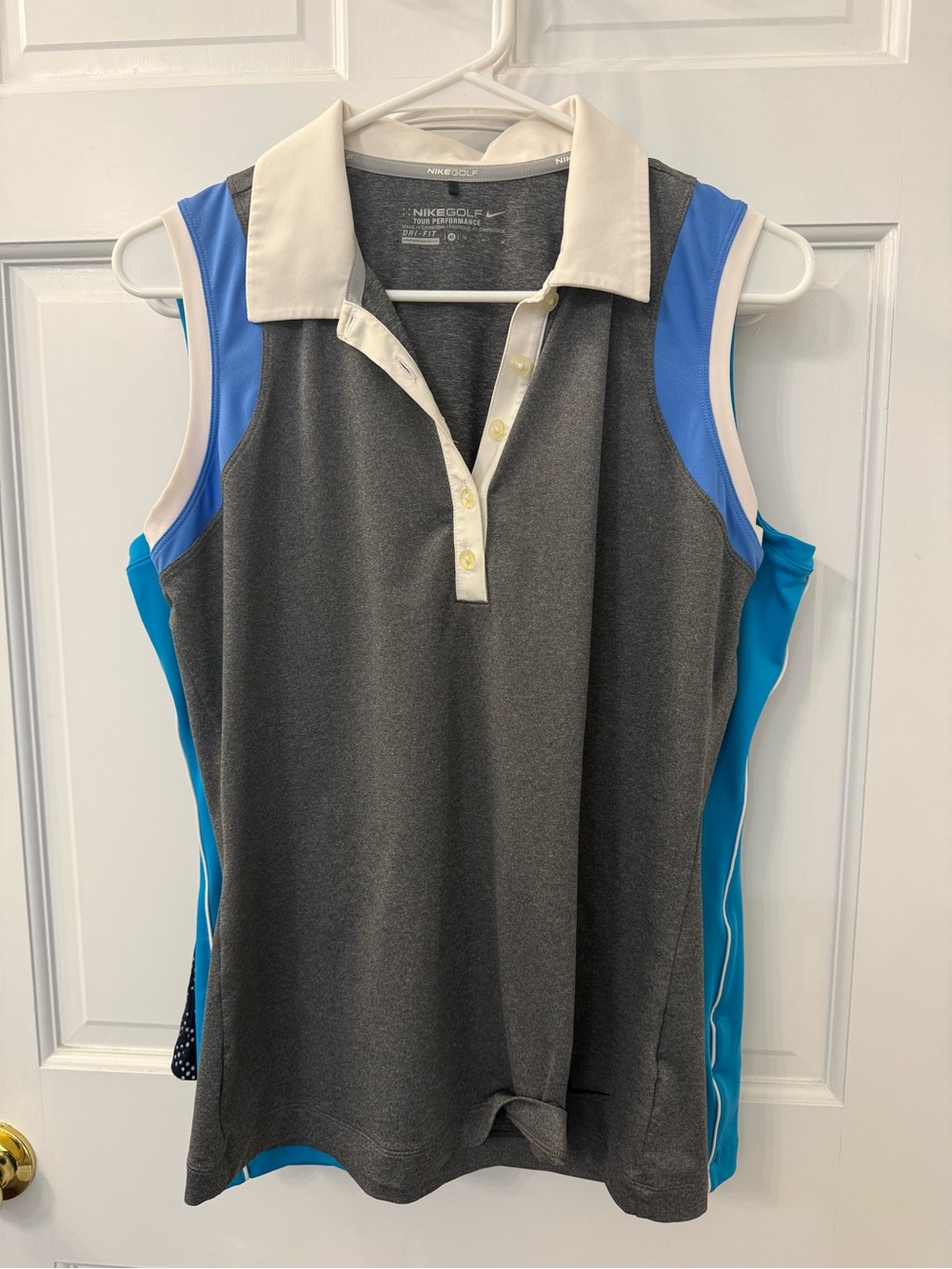 Nike Golf Women’s Sleeveless Golf Polo - Gray with Blue Accents